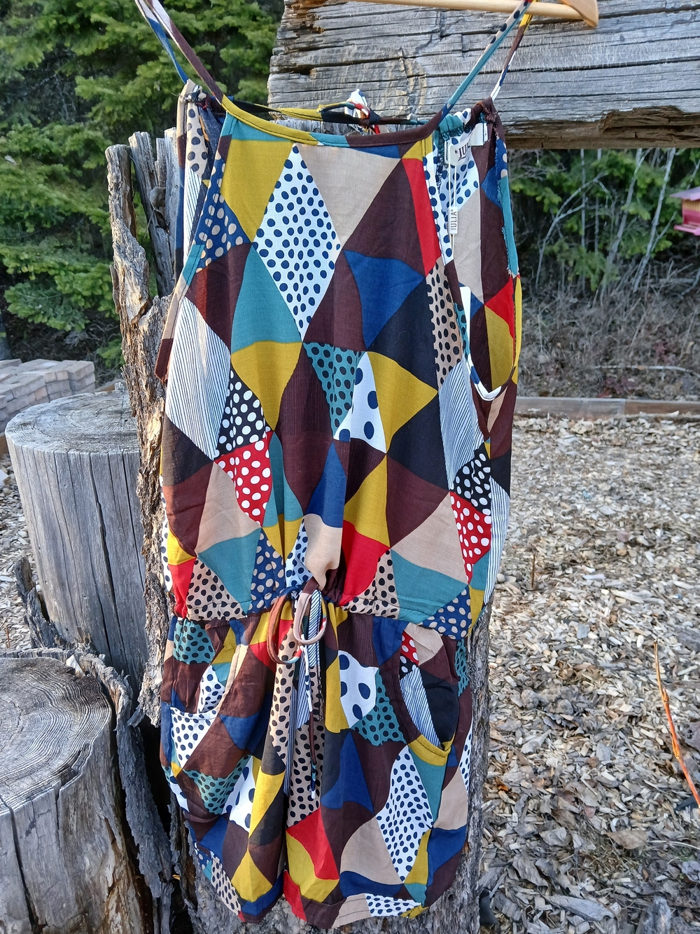 Julia Geometric Multicolor Sleeveless Jumpsuit Shorts Romper NEW LARGE